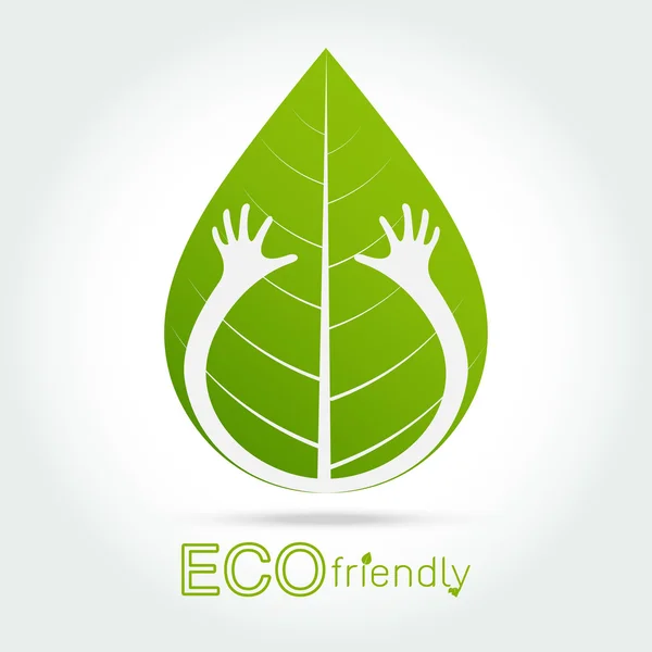 Eco friendly isolera hand kram leaf koncept — Stock vektor