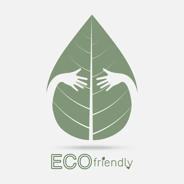 Eco friendly izolovat ruky obejmout list koncept — Stockový vektor