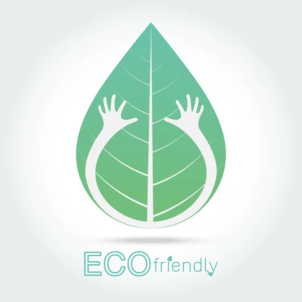 Eco friendly isolera hand kram leaf koncept — Stock vektor