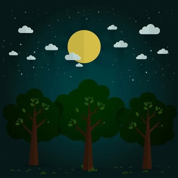 Night Park. Paysage naturel dans le style plat. un beau par — Image vectorielle