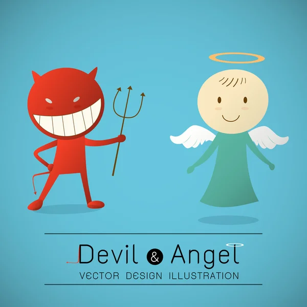 Der rote Teufel und der süße Engel — Stockvektor