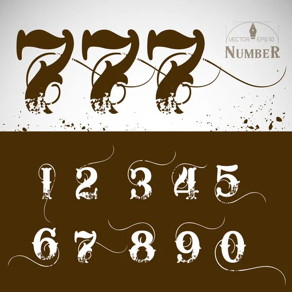 Retro Numbers 0-9 on brown and white background — Stock Vector