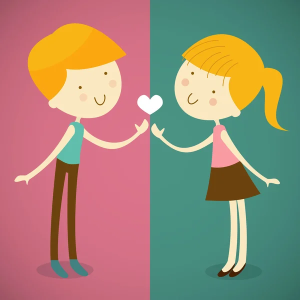 Boy and girl one love one heart — Stock Vector