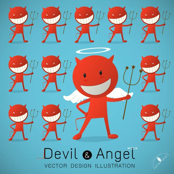 Der rote Teufel und der süße Engel — Stockvektor