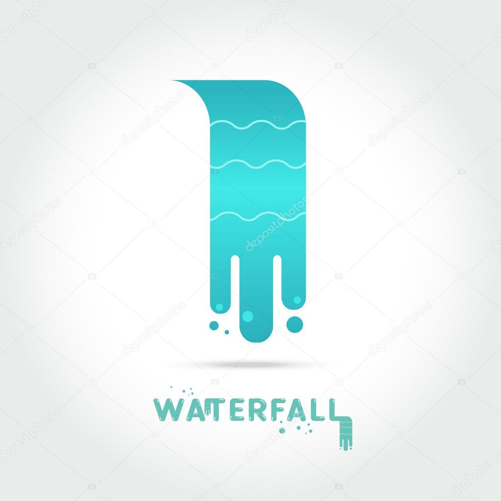 Waterfall of natural vacation abstract vector and logo design or template drop wave business icon of company identity symbol concept on white background ,Vector illustration