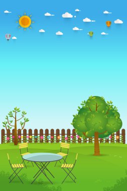 Güzel bahçe vektör çizim.