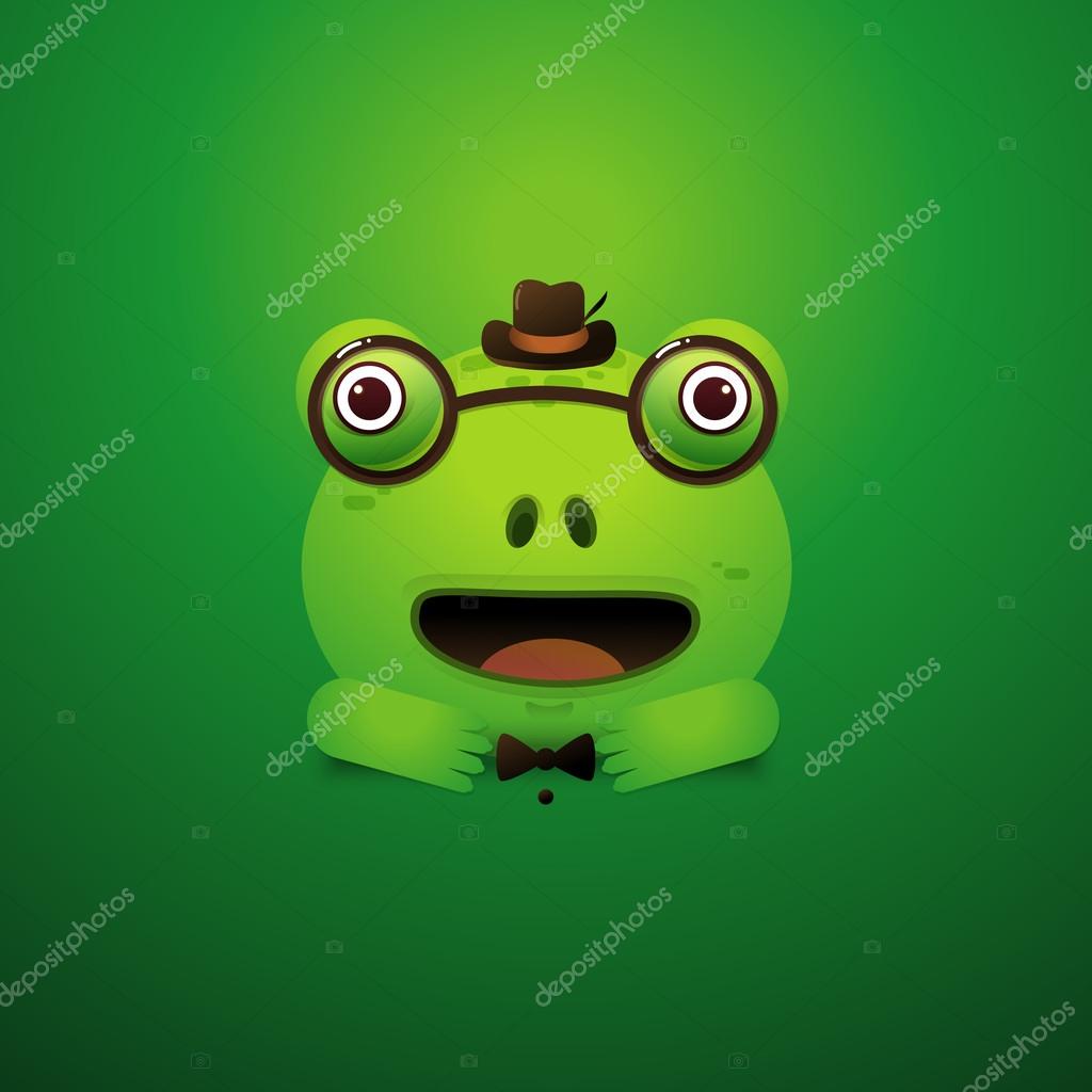 Cute green tree frog cartoon/Vector Frog Character Icon wearing