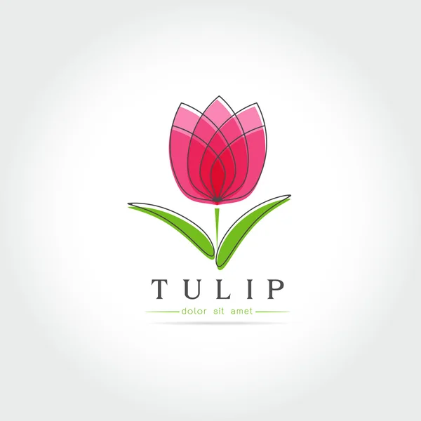 Brote de tulipán simple con diseño de hojas — Vector de stock
