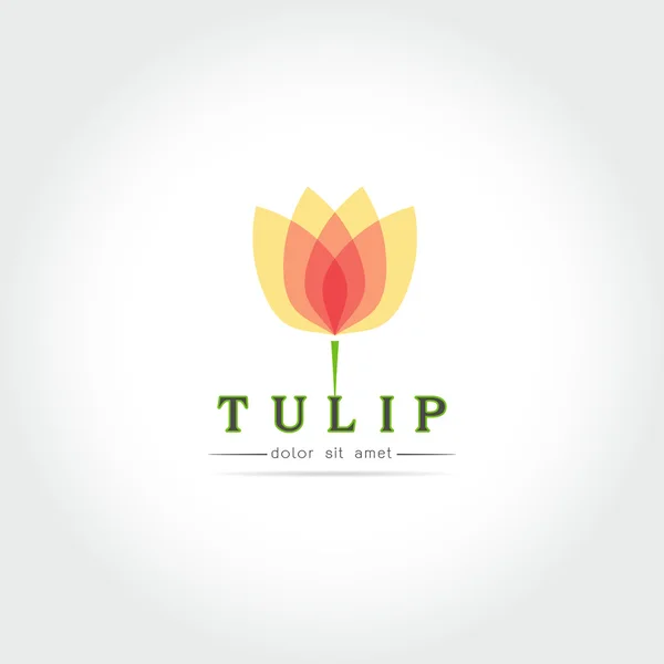 Brote de tulipán simple con diseño de hojas — Vector de stock