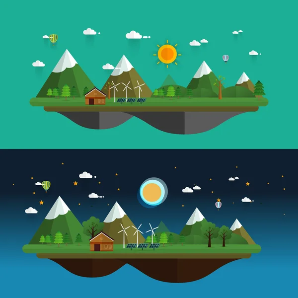 Diseño plano moderno vector paisaje — Vector de stock