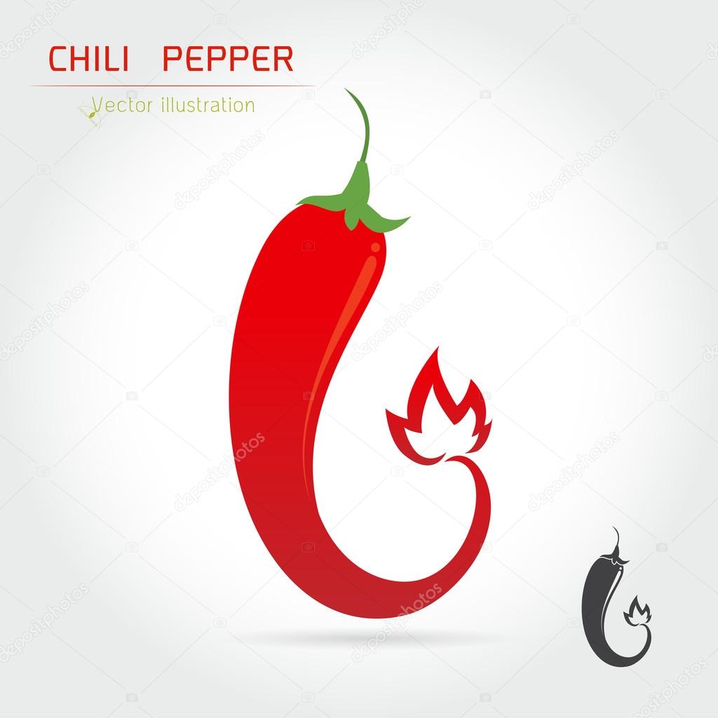 Hot chilli pepper with bonfire vector set isolated on white background,Vector illustration, logo for corporate identities and graphic design.