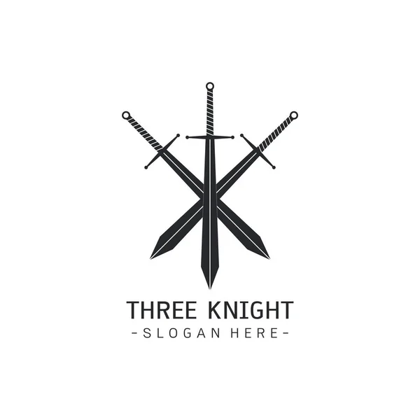 Imagem Estilizada Modelo Logotipo Três Espadas Tatuagem Silhueta Espadas Cruzadas — Vetor de Stock