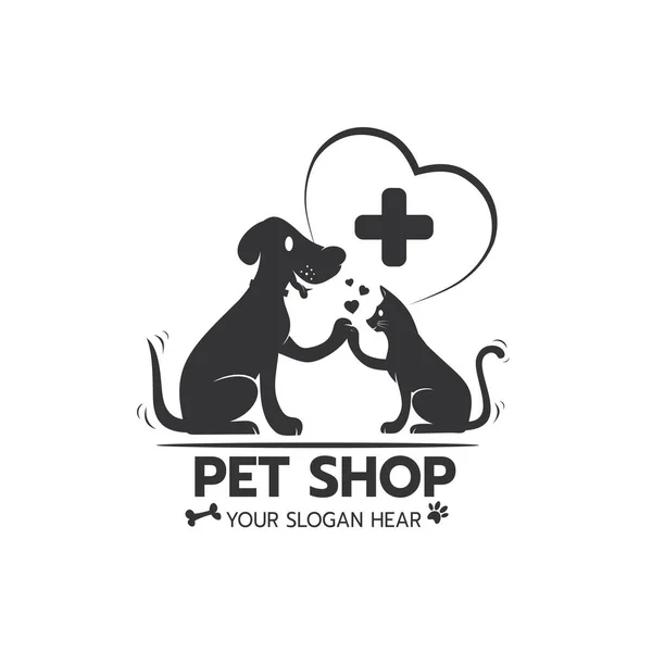 Hermoso Icono Del Logotipo Gato Perro Cinco Manos Con Corazón — Vector de stock