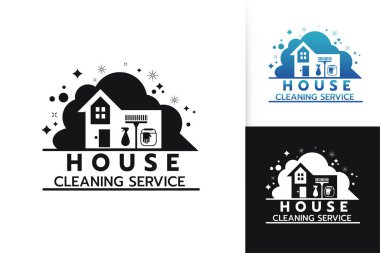 House Cleaning logo tasarımı konsepti, House Cleaning Service Logo yaratıcı logo şablonu beyaz arkaplan çizimi