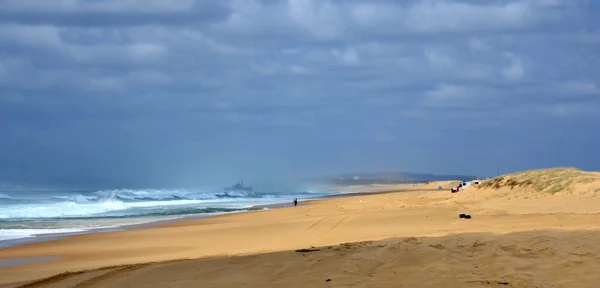 Vista Diurna Costa Arenosa Contra Água Mar Ondulada Sydney Austrália — Fotografia de Stock