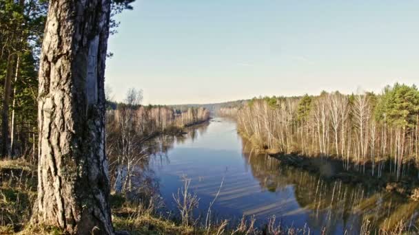 Panaramic veiw of mountain river landscape of Chusovaya river in siberia, Ural, Russia — Stock Video