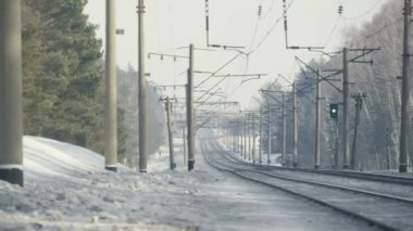 Demiryolu kar orman, Rusya, kış