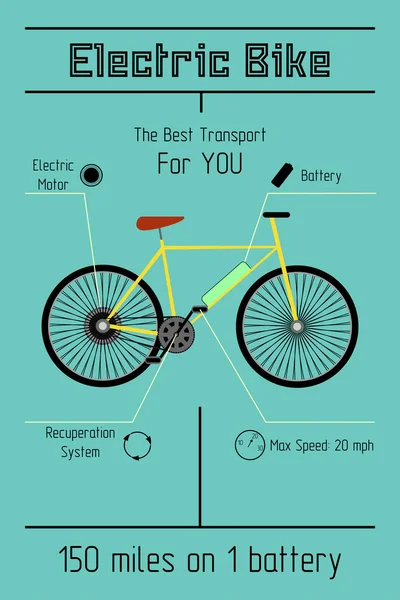 Bici elettrica infografica — Vettoriale Stock