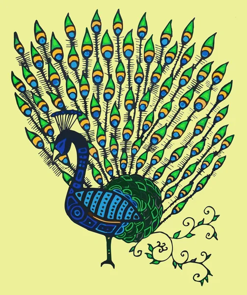 Peacock art illustration — Stock Vector