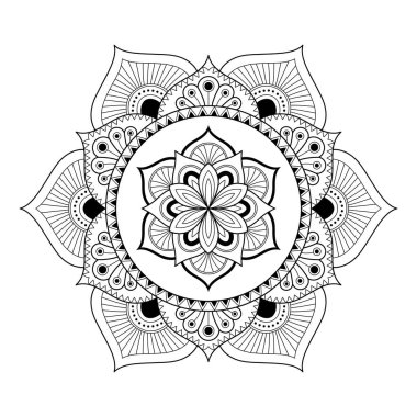 Mandala beyaz arka planda izole edildi. Boyama kitabı sayfası şablonu. Doğulu mistik desen. Yoga mandala.