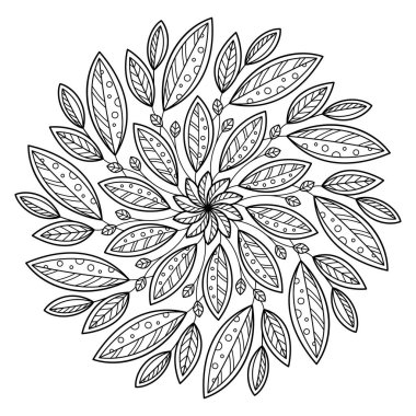 Mandala beyaz arka planda izole edildi. Boyama kitabı sayfası şablonu. Doğulu mistik desen. Yoga mandala.