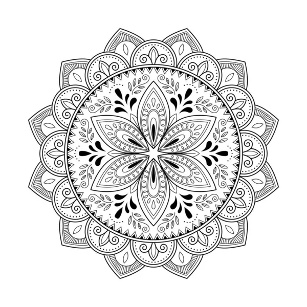 Mandala aislado en el fondo blanco. Plantilla para colorear página del libro. Patrón místico oriental — Vector de stock