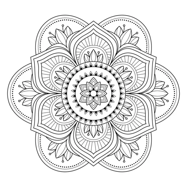 Mandala beyaz arka planda izole edildi. Boyama kitabı sayfası şablonu. Doğulu mistik desen. Yoga mandala.