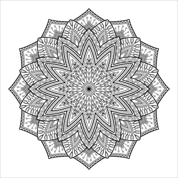 Mandala isoliert auf weißem Hintergrund. Vorlage für Malbuch. Orientalisch-mystische Muster. Yoga-Mandala. — Stockvektor