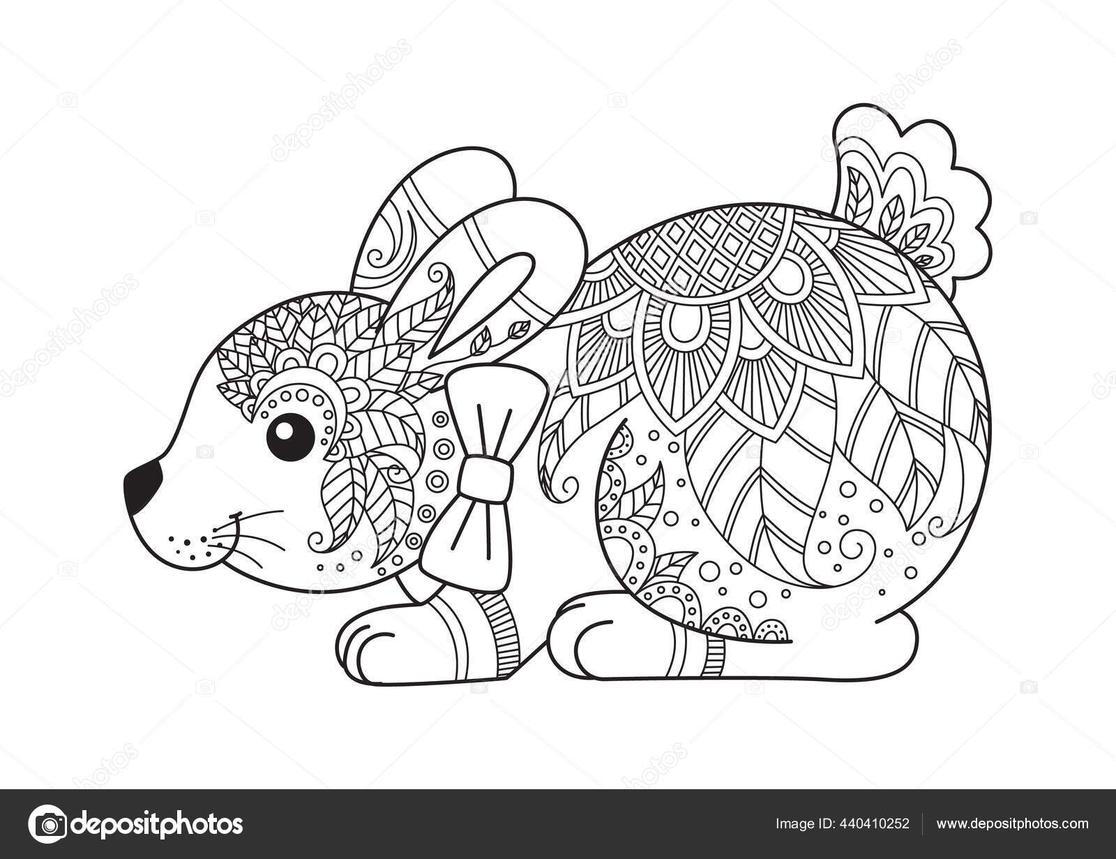 Download Easter Bunny Doodle Coloring Book Page Vector Image By C Silverkitten Vector Stock 440410252