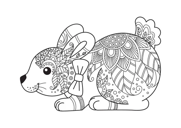 Lapin de Pâques doodle coloriage livre page — Image vectorielle