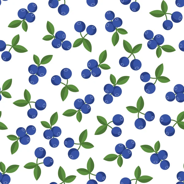 Modèle sans couture myrtille. Bleuets répétant sur le fond blanc — Image vectorielle