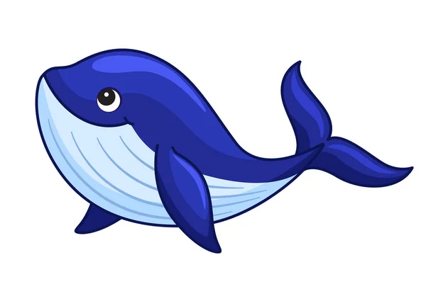 Leuke tekenfilm walvis geïsoleerd op witte achtergrond. Kinderen vector illustratie. — Stockvector