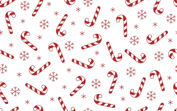 Şeker Çubuğu 'nun kırmızı ve beyaz Noel desenleri. Kar taneleri ve Noel şekerleriyle dolu bir arka plan. Beyaz arkaplan.
