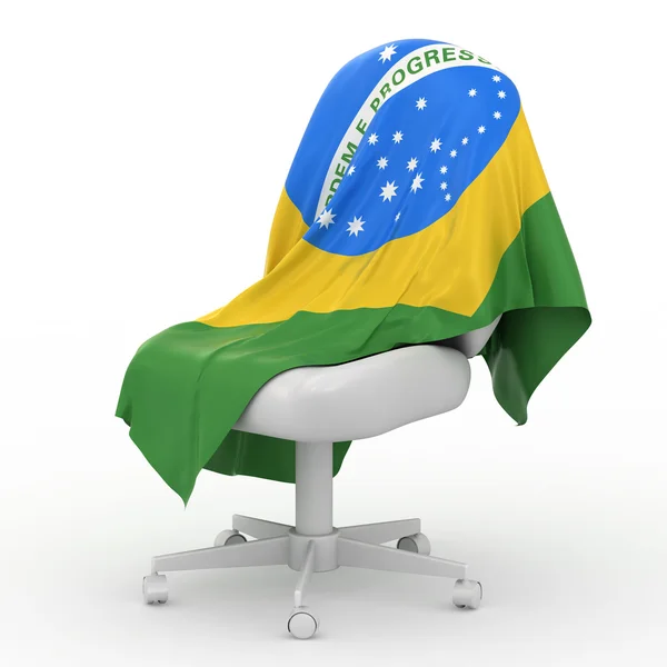 Flaga Brazylii na białe krzesło. — Zdjęcie stockowe