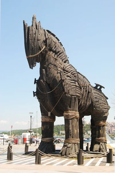 stock image Trojan Horse from the movie Troy on the waterfront promenade of Canakkale