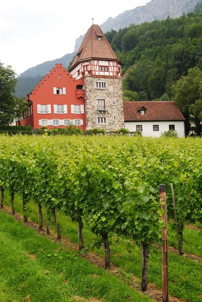 La Casa Roja en la zona de Mitteldorf de Vaduz — Foto de Stock