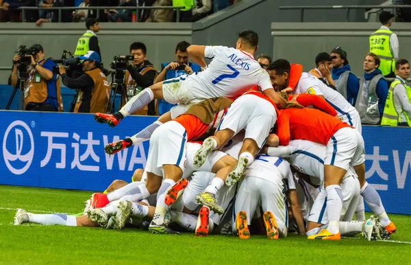 Kazań Rosja Czerwca 2017 Krajowa Drużyna Piłkarska Chile Świętuje Zwycięstwo — Zdjęcie stockowe