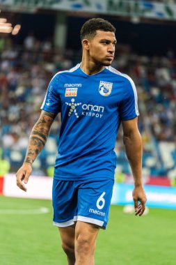 Nizhny Novgorod, Rusya - 11 Haziran 2019. Nizhny Novgorod 'da oynanan UEFA Euro 2020 ön eleme karşılaşmasından önce Kıbrıs milli takımının yedek oyuncusu Fanos Katelaris (1-0).