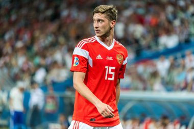 Nizhny Novgorod, Rusya - 11 Haziran 2019. Rusya milli takımı forveti Aleksey Miranchuk UEFA Euro 2020 ön eleme karşılaşmasında Rusya - Kıbrıs (1-0) Nizhny Novgorod.