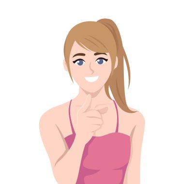 Kendine güvenen kadın ileriye bakıyor. Düz Vektör karakter çizimi