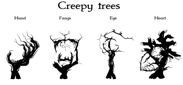 Набір Creepy дерев — стоковий вектор
