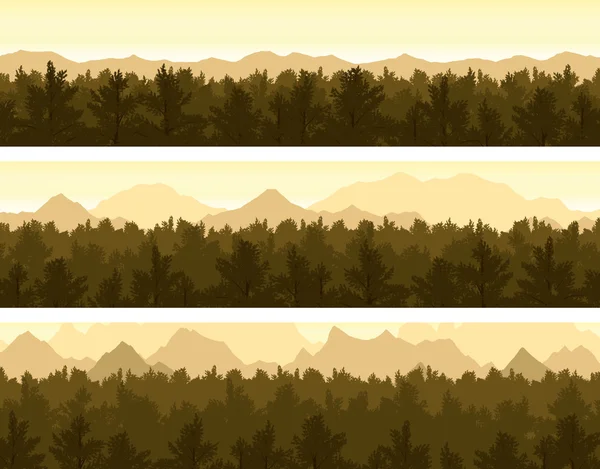 Bosque y montañas conjunto — Vector de stock