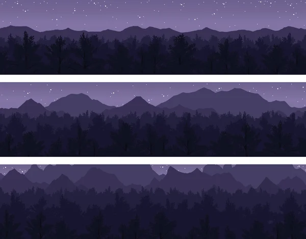 Bosque y montañas conjunto — Vector de stock