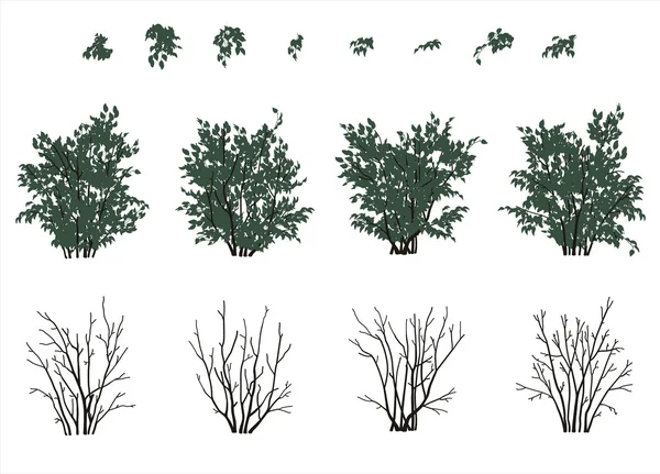 Arbustos engastados en colores planos — Archivo Imágenes Vectoriales