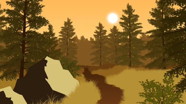 Paisaje forestal ilustración — Vector de stock