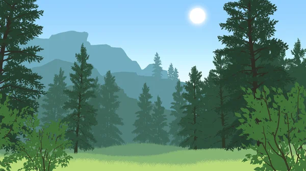 Illustration der Waldlandschaft — Stockvektor