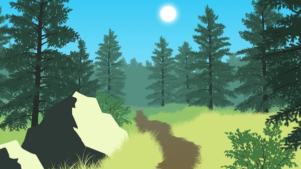 Paisaje forestal ilustración — Vector de stock