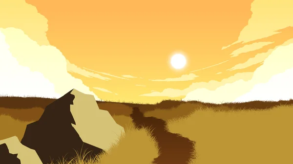 Campo paisaje ilustración — Vector de stock