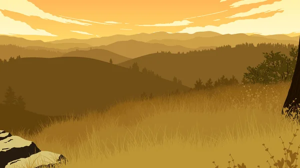 Hills landscape illustration — Stock Vector