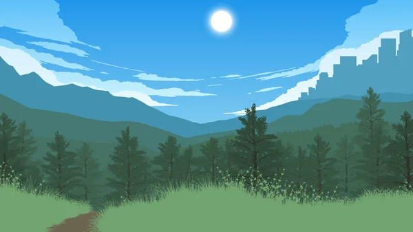 Paisaje forestal ilustración — Vector de stock